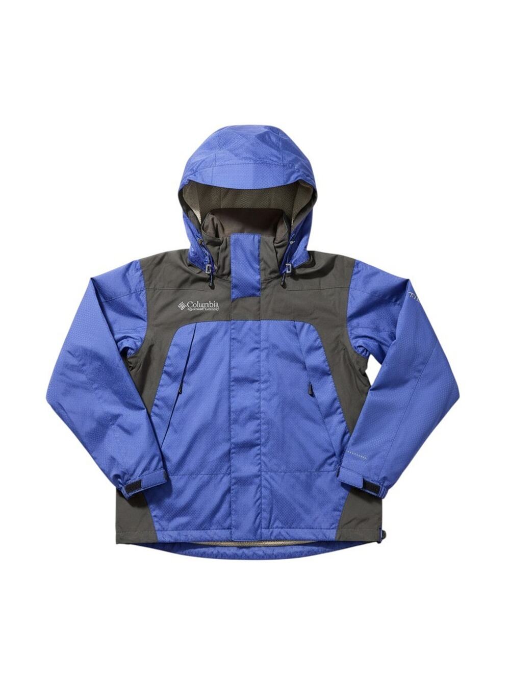 Columbia Titanium Youth Rain Jacket Gorpcore Hooded Sz L Blue Black Colorblock